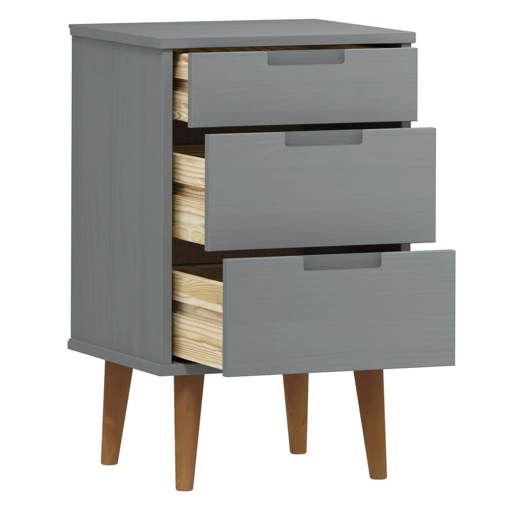 Mesita De Noche Molde Madera Maciza De Pino Gris 40x35x65 Cm_3