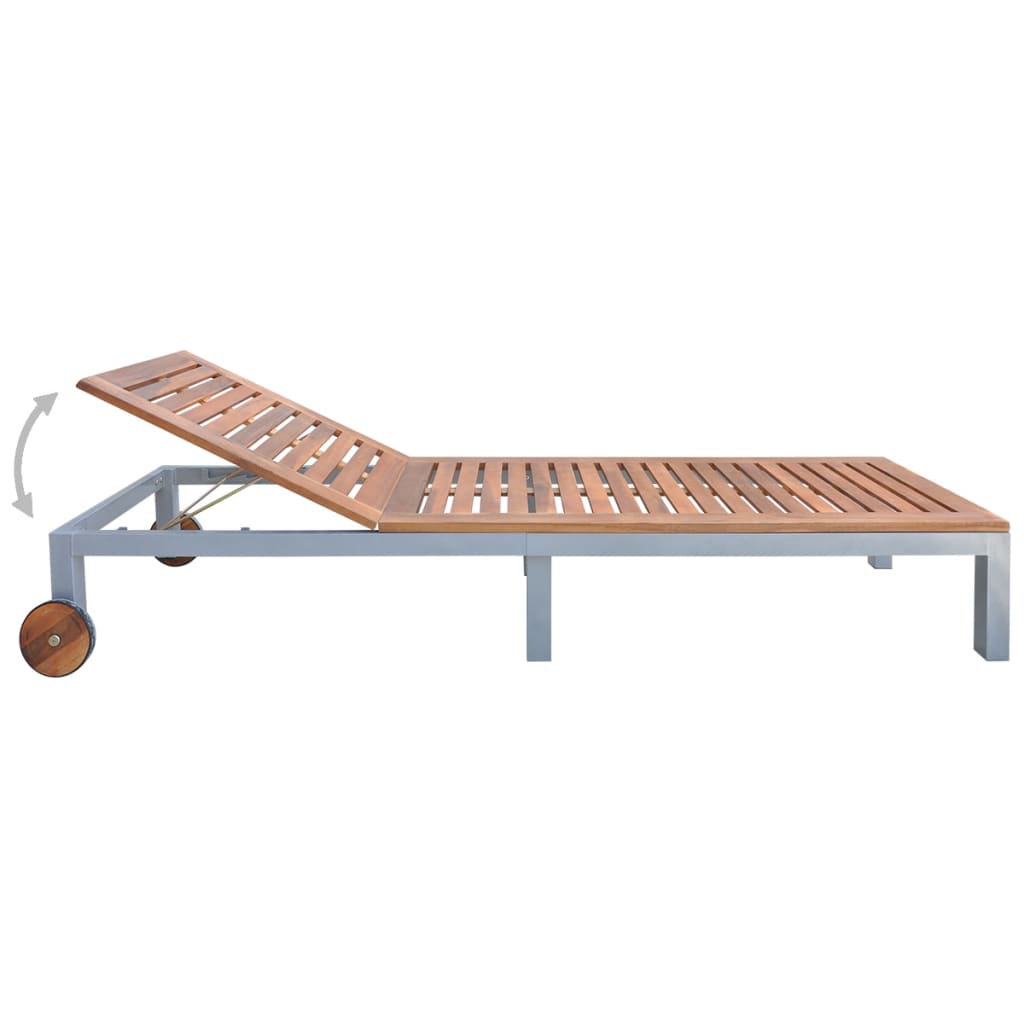 Tumbona Con Cojín Madera Maciza De Acacia Y Acero Galvanizado_2