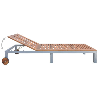 Tumbona Con Cojín Madera Maciza De Acacia Y Acero Galvanizado_2