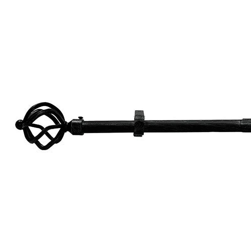 Barra Cortina Extensible Metal Ø 19 Mm. Extensible 1,1 / 2,0 Metros Negro Piña Sin Anillas_0