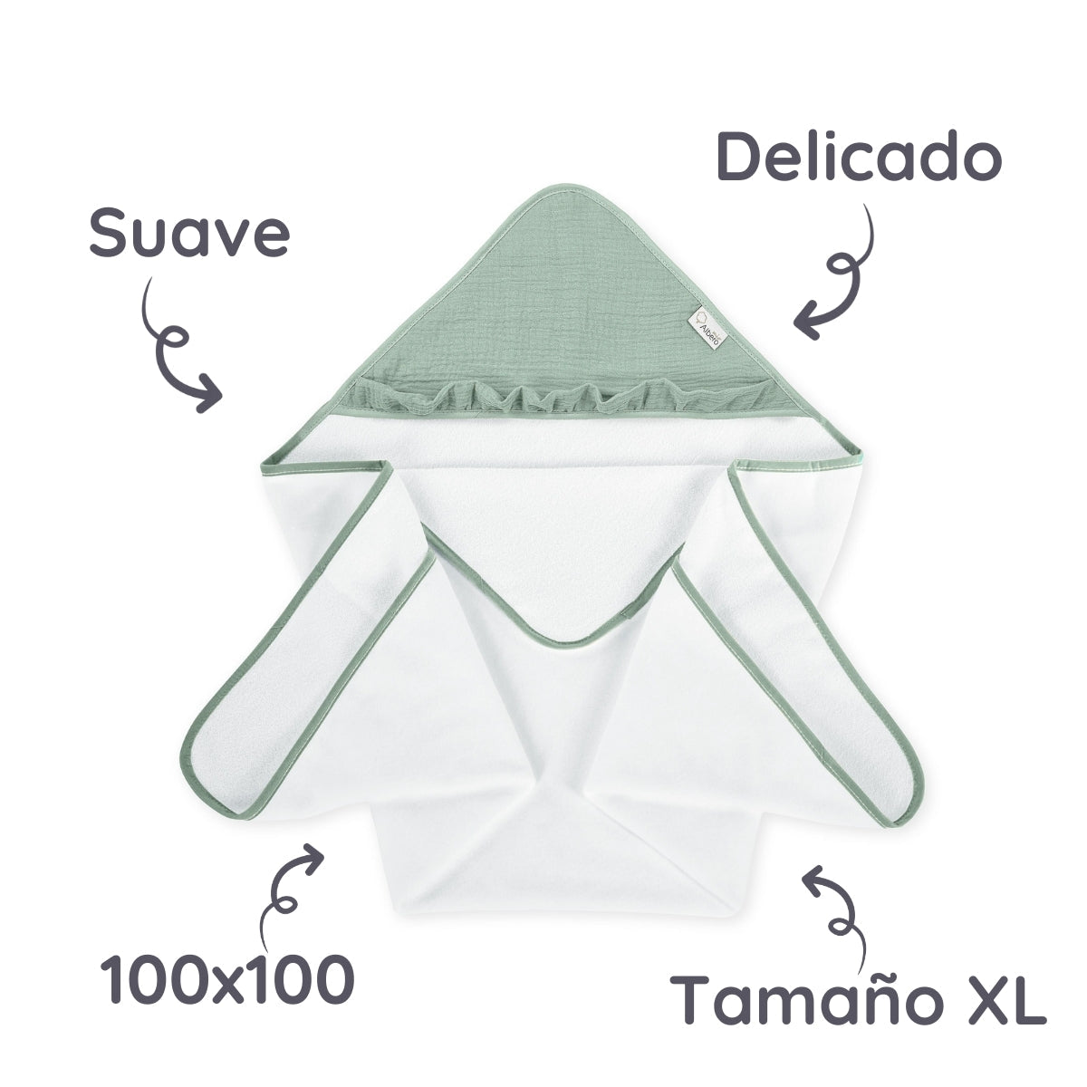 Maxicapa De Baño Para Bebés Cotton Color Salvia_3