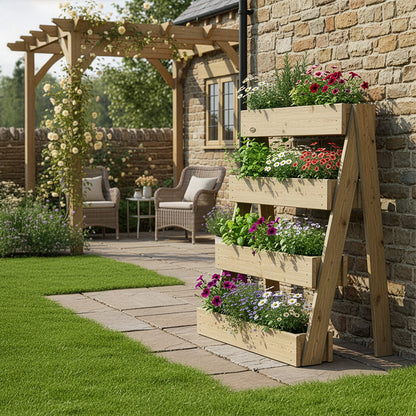 Jardinera Vertical Madera Tratada Exterior Stand Line Island 4B Hortalia_1