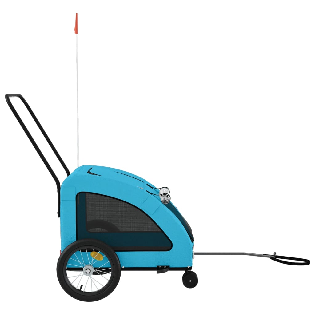 Remolque De Bicicleta Mascotas Hierro Tela Oxford Azul_5