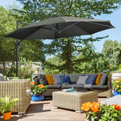 Outsunny Sombrilla De Jardín De Aluminio Ø300x250 Cm Con Manivela Gris_1