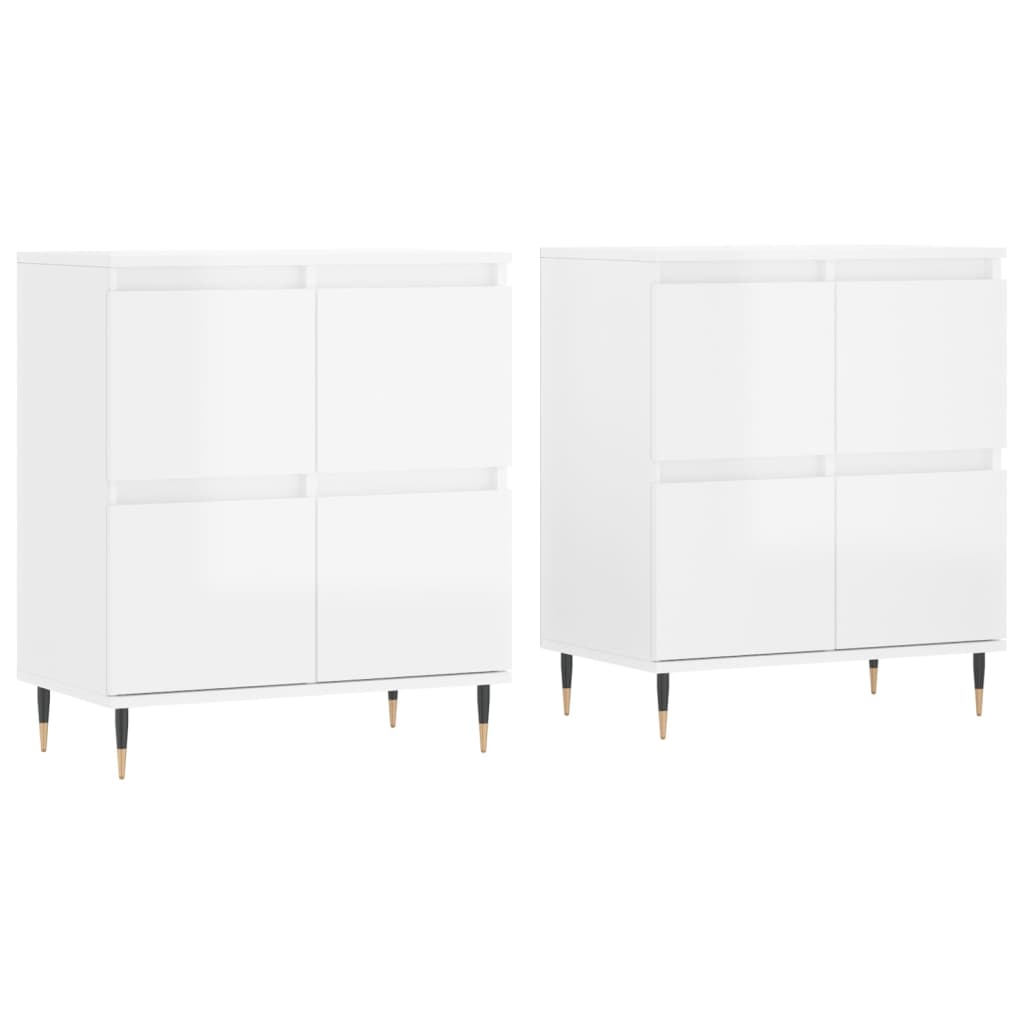 Aparadores 2 Uds Madera Contrachapada Blanco Brillo_1