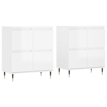 Aparadores 2 Uds Madera Contrachapada Blanco Brillo_1