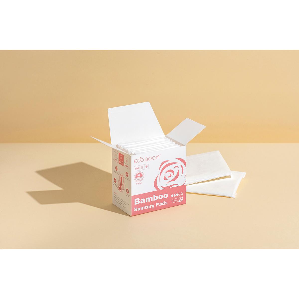 Almofadas de fibra de bambu biodegradáveis ​​Ecoboom regulares, 8 unidades