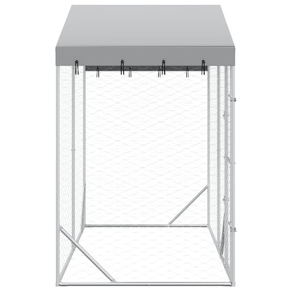 Perrera Exterior Con Toldo Acero Galvanizado Plata 3x1,5x2,5 M_4