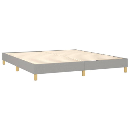 Cama Box Spring Con Colchón Tela Y Led Gris Claro 160x200 Cm / Vetonek_2