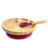 Conjunto De Refeição Em Bambu Natural Para Bebé Com Ventosa Antiderrapante 2 Peças Althea Living Vermelho Carmesim