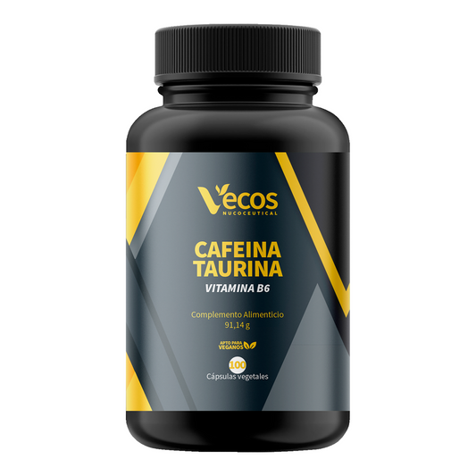 Pre-Workout Cafeína 300 mg VECOS (100 cápsulas) | Energía extrema | Taurina + B6_0