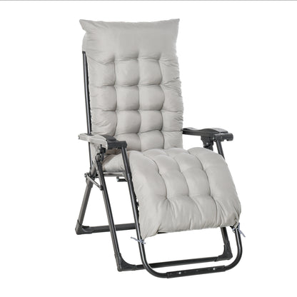 Outsunny Tumbona Plegable Cojín Extraíble 90x65x110cm 120kg Jardín Gris_0