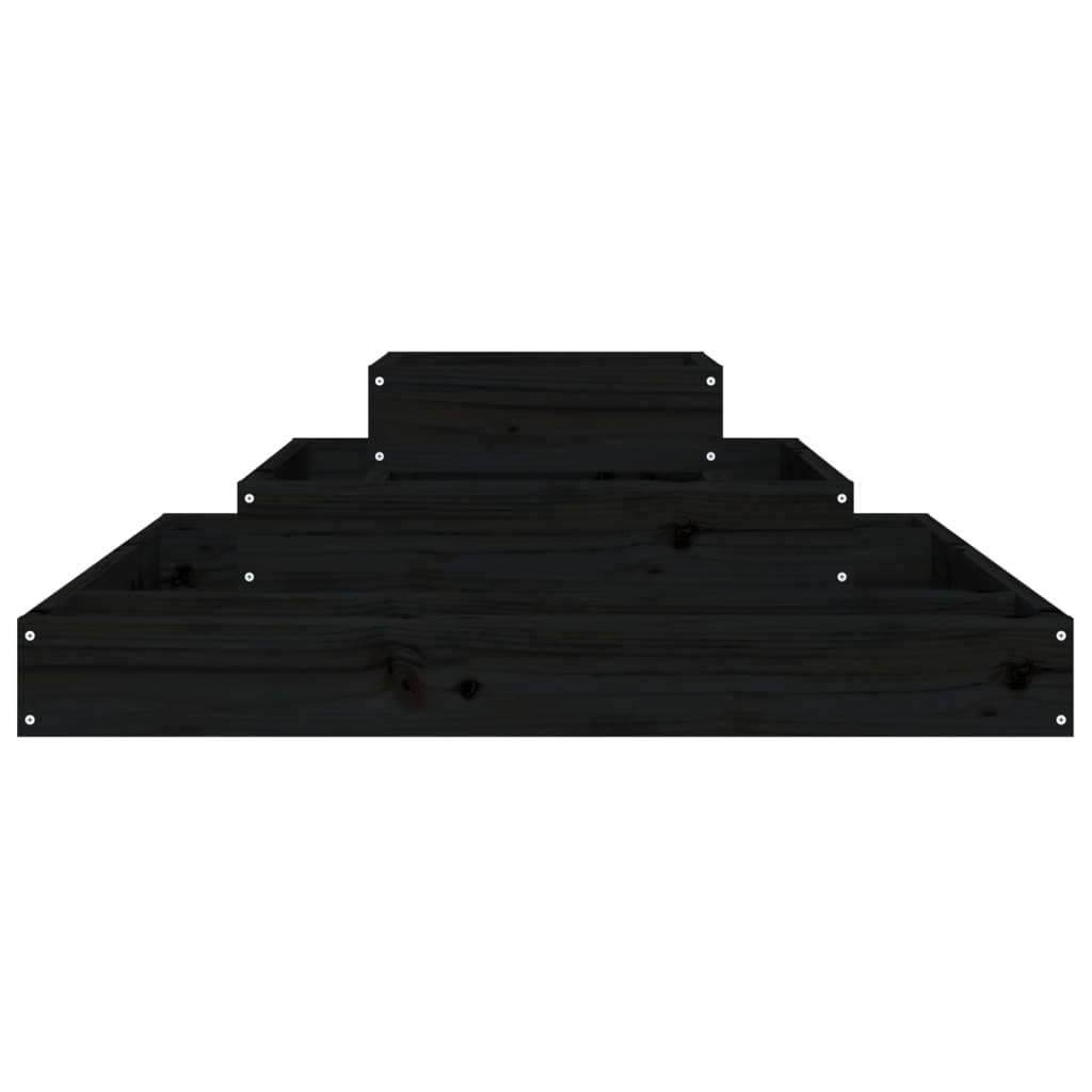 Jardinera De Madera Maciza De Pino Negro 80x80x27 Cm_3