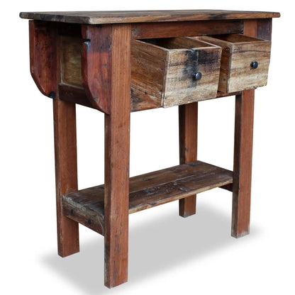 Mesa Consola De Madera Reciclada Mixta 80x35x80 Cm_1