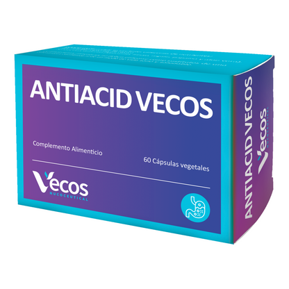 Antiacid Vecos 60 Cápsulas | Antiácido Y Antirreflujo | Alginato De Sodio Y Calcio_0