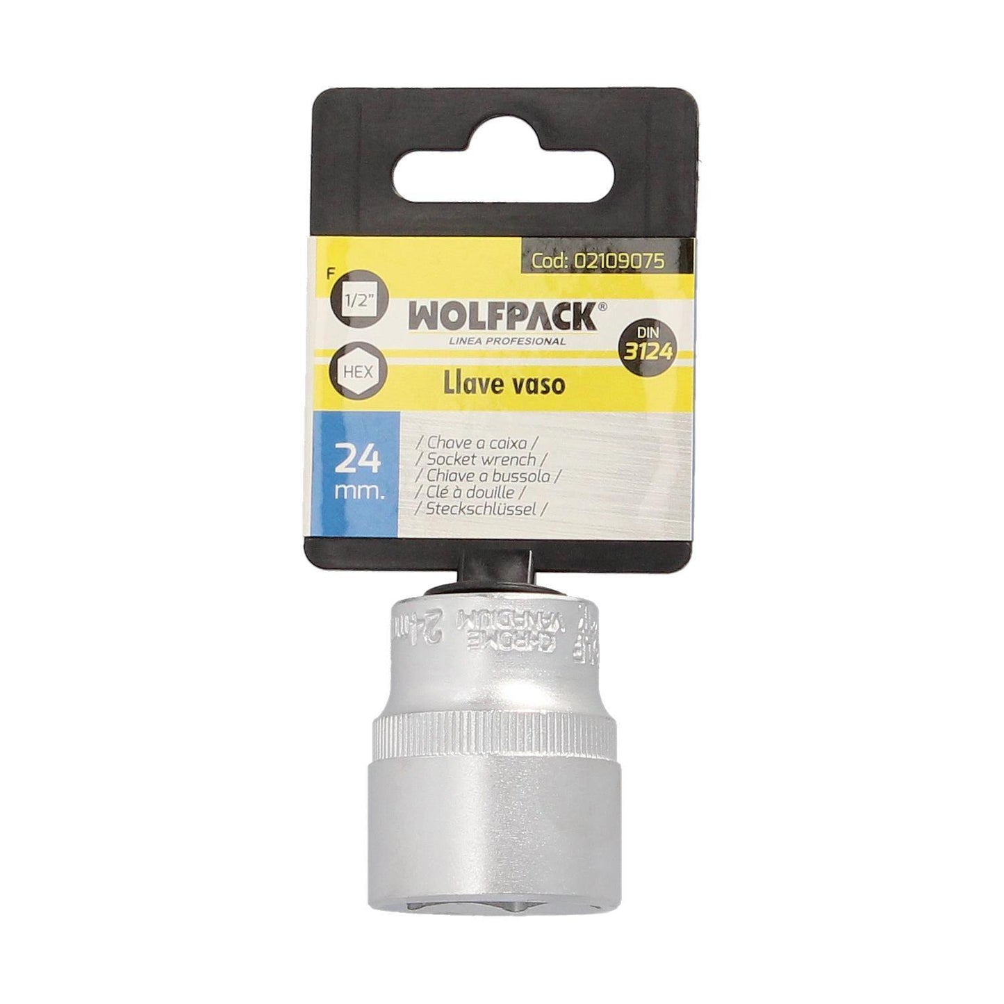 Llave Vaso 1/2 Hexagonal 24 Mm. Perfil De 6 Caras. Acero Cromo Vanadio, Aristas Redondas