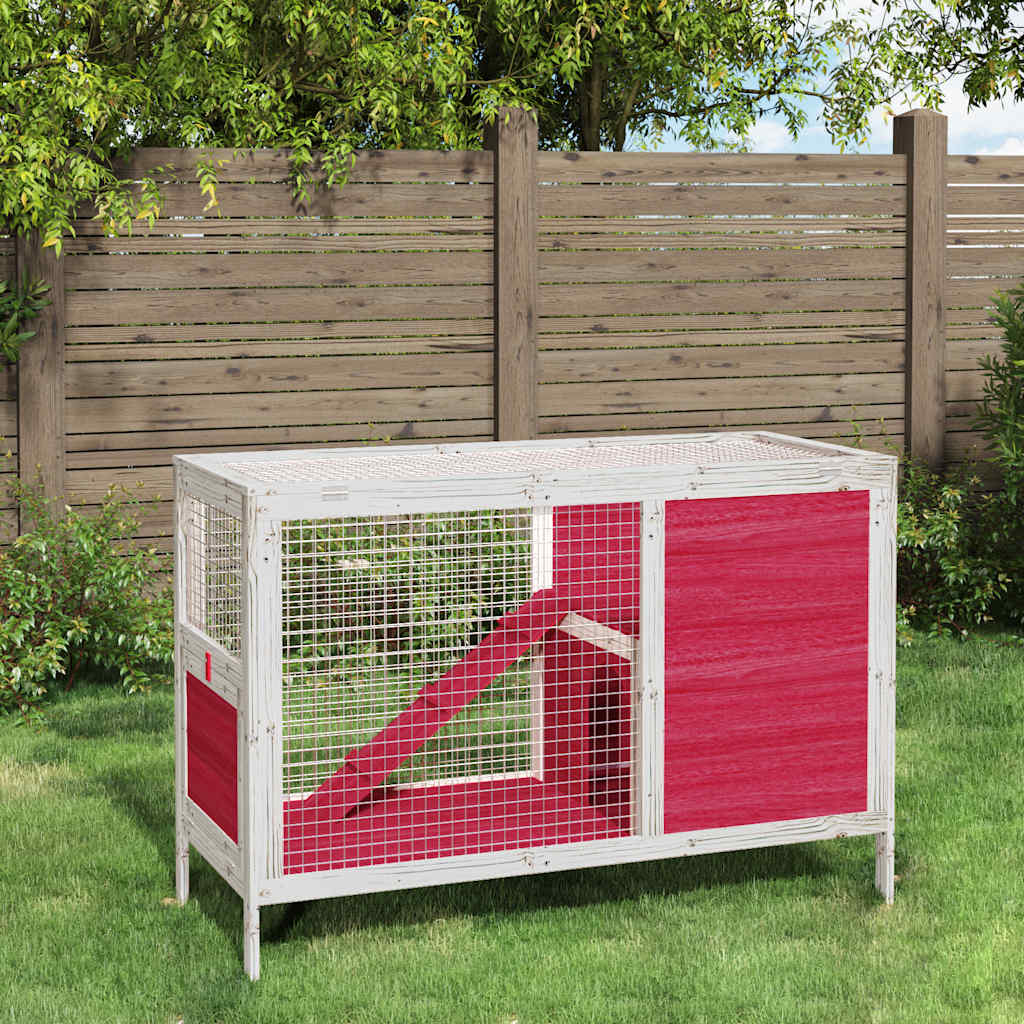 Conejera De Madera Maciza De Pino Roja 103x44x69,5 Cm_1