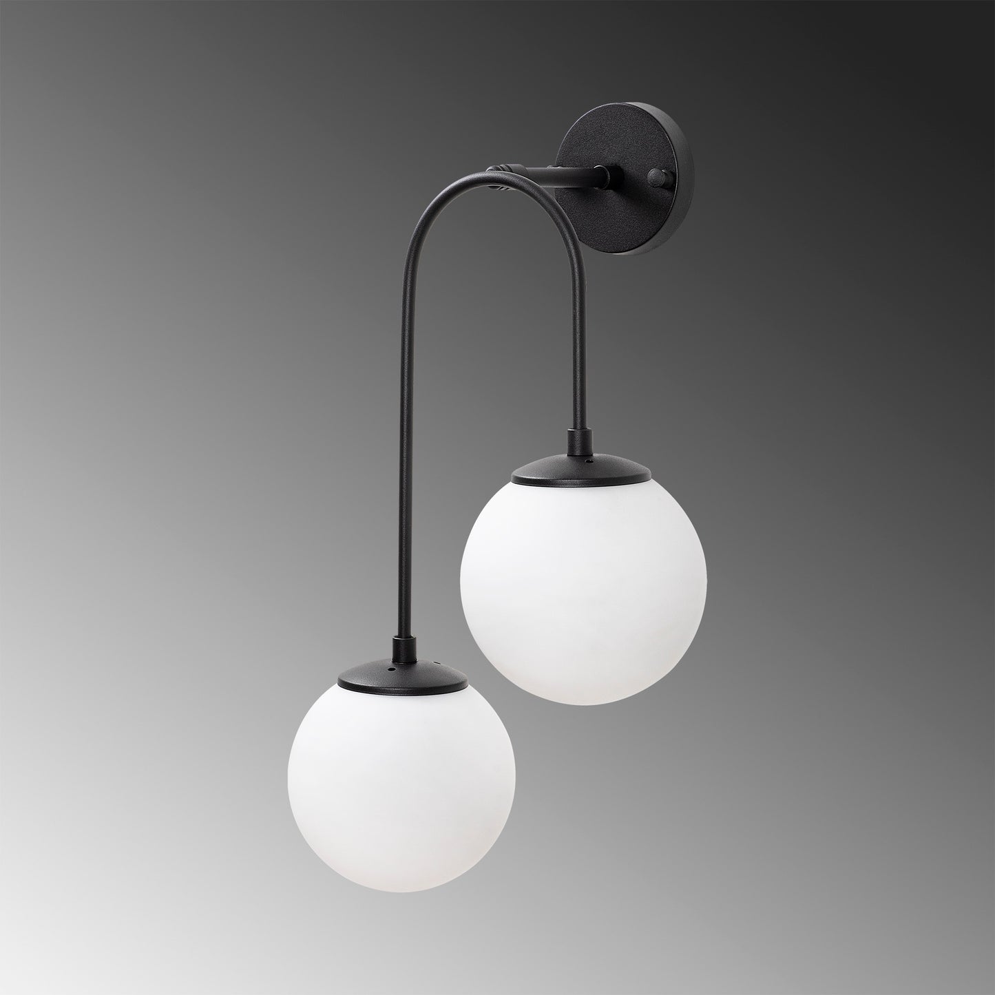 Aplique De Pared Pantalla Blanca, Metal , Negro, 30x24x55, Casquillo 2 X E14 Max 15 W_3