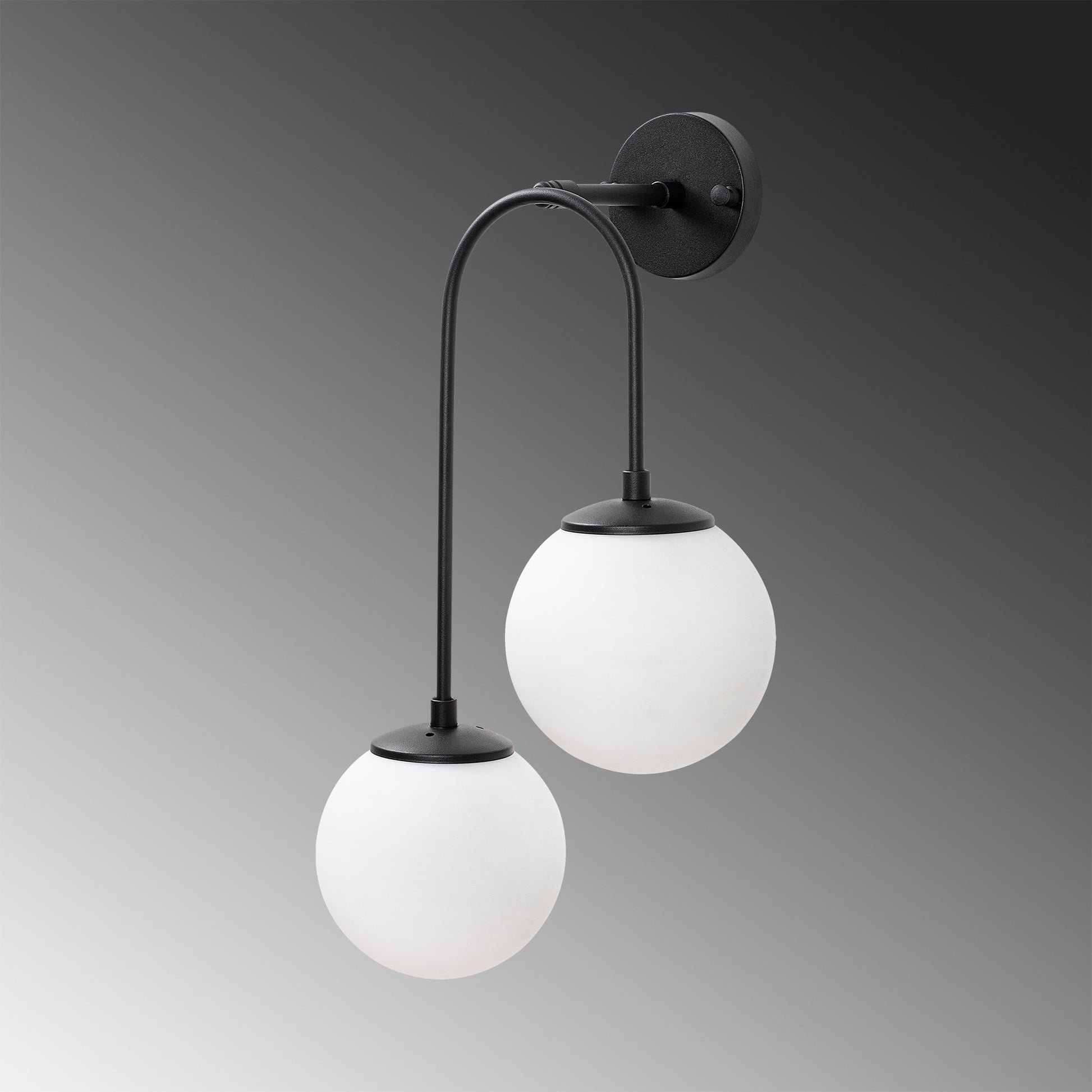 Aplique De Pared Pantalla Blanca, Metal , Negro, 30x24x55, Casquillo 2 X E14 Max 15 W_3