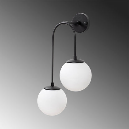 Aplique De Pared Pantalla Blanca, Metal , Negro, 30x24x55, Casquillo 2 X E14 Max 15 W_3