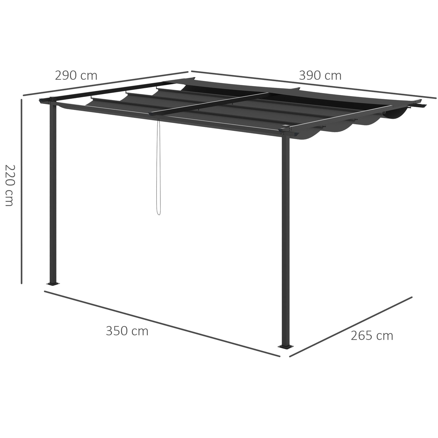 Outsunny Pérgola De Pared De Jardín 4x3 M Con Techo Retráctil Tela Poliéster_2