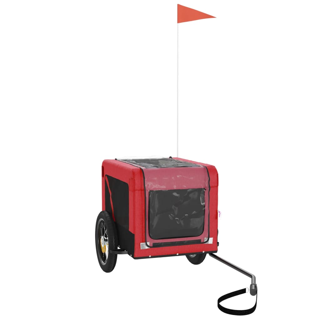 Remolque De Bicicleta Mascotas Hierro Tela Oxford Rojo Negro_3