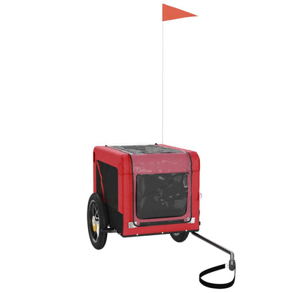 Remolque De Bicicleta Mascotas Hierro Tela Oxford Rojo Negro_3