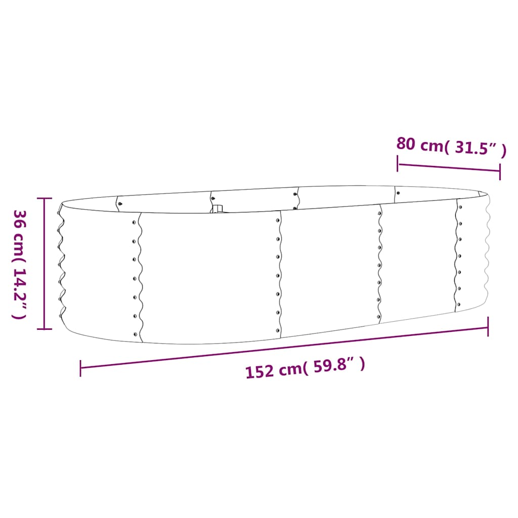 Jardinera Arriate Acero Galvanizado Plata 152x80x36 Cm_5
