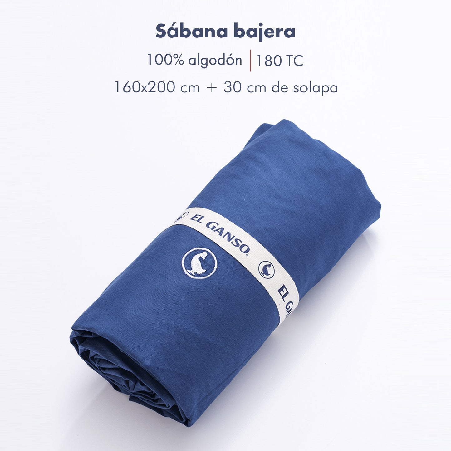 Sábana Bajera 160x200cm Azul Marino 100% Algodón 180tc. Calidad Y Diseño Impecable._1
