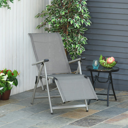 Outsunny Tumbona Plegable De Jardín Sillón Ajustable En 10 Posiciones Con_1
