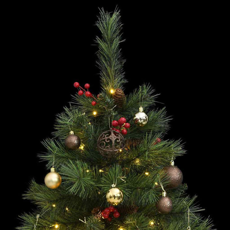 Vidaxl Árbol Navidad Artificial Con Bisagras 150 Led Y Bolas 120 Cm_1