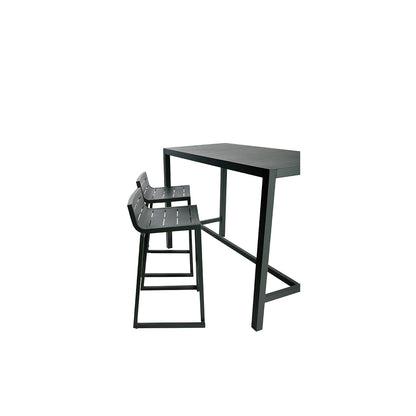 Mesa De Bar Rectangular De Aluminio Color Carbono 4 Personas - Mobiliario De Jardín_1