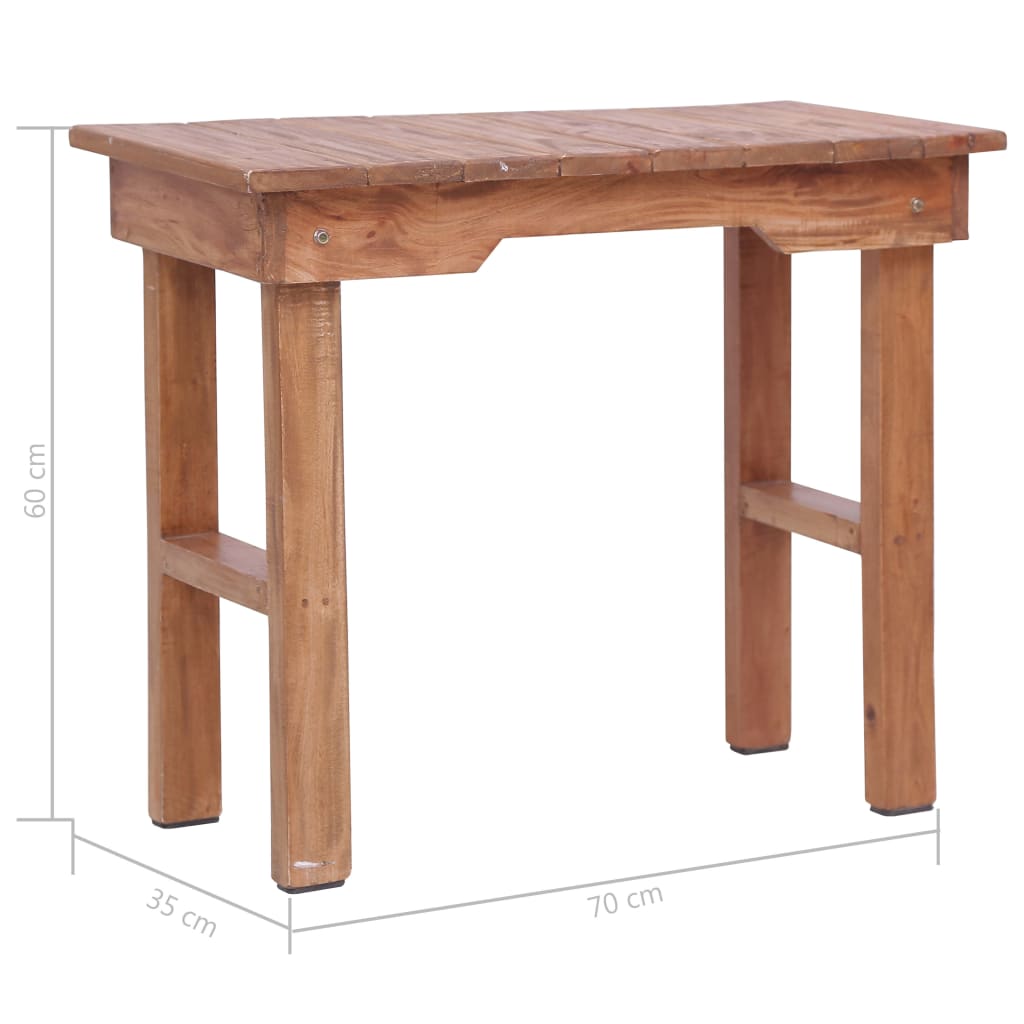 Mesa Auxiliar Madera Maciza De Caoba 70x35x60 Cm_3
