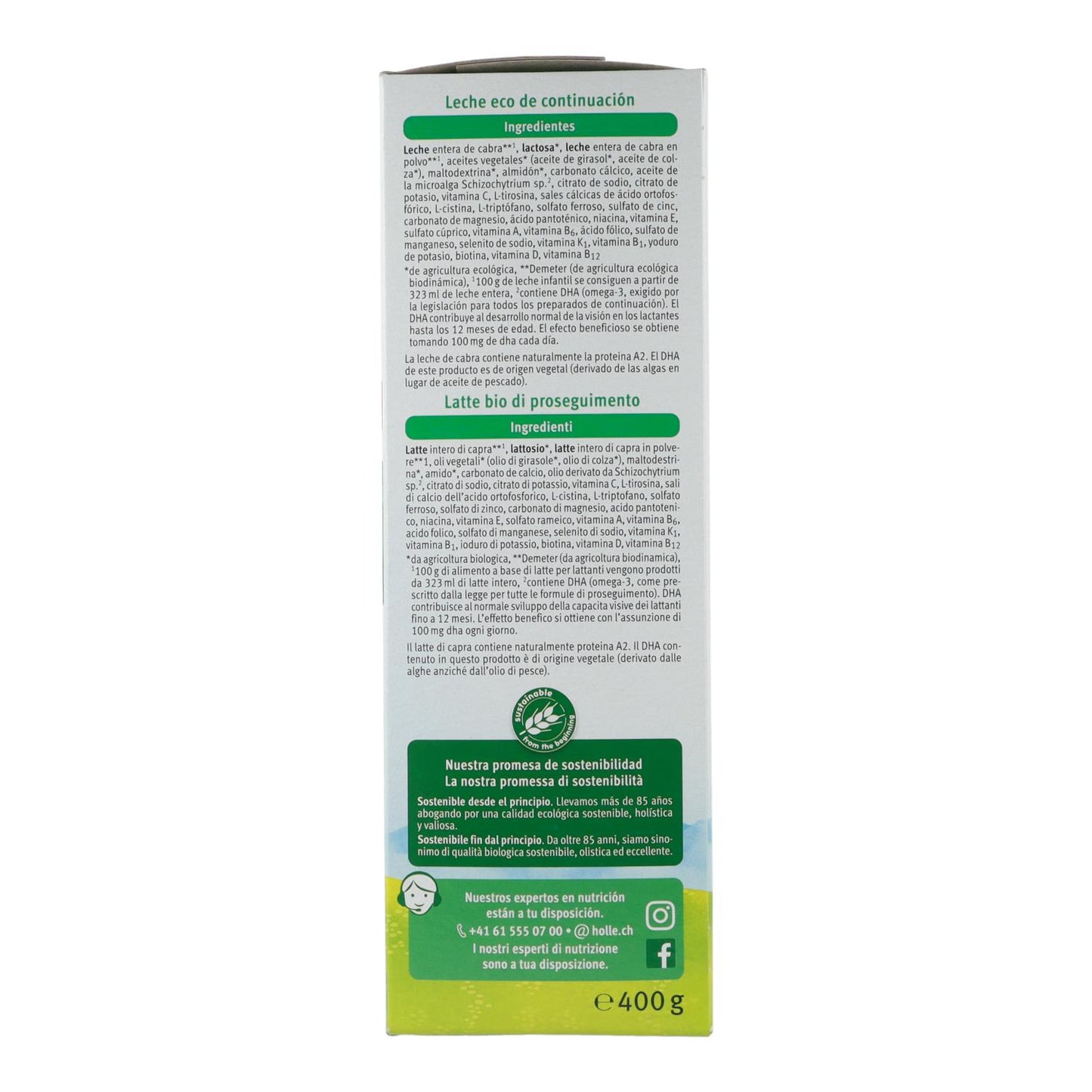 Leite de transição de cabra Holle 3 ECO 10+ meses biológico 400g