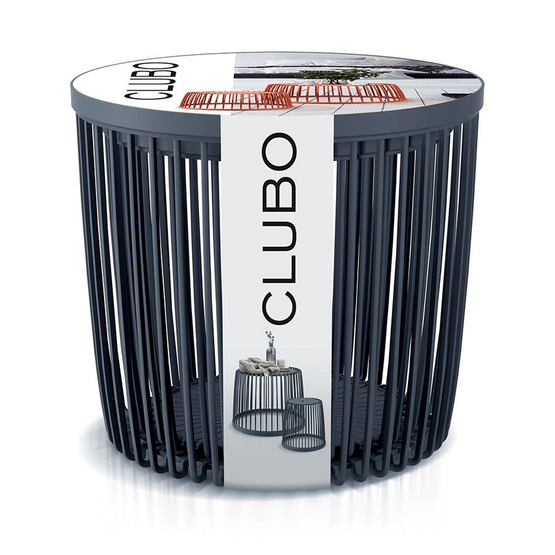 Cesta De Jardín Soporte - Mesa Auxiliar Decorativa Clubo 35+50l , Dimensiones (mm) 590x590x455, Color Antracita