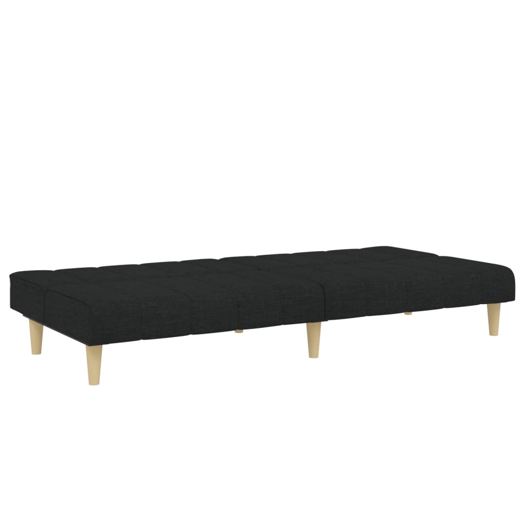 Sofá Cama De 2 Plazas Con Taburete Tela Negro / Vetonek_5