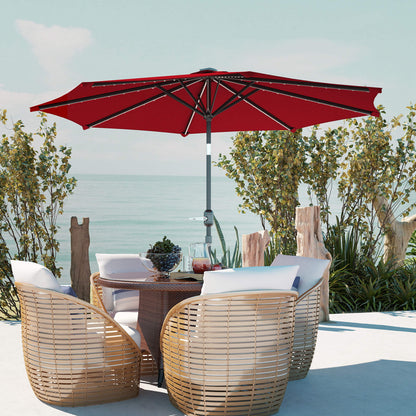 Outsunny Sombrilla Terraza Exterior Ø292x252 Cm Con Inclinación Ajustable Rojo_3