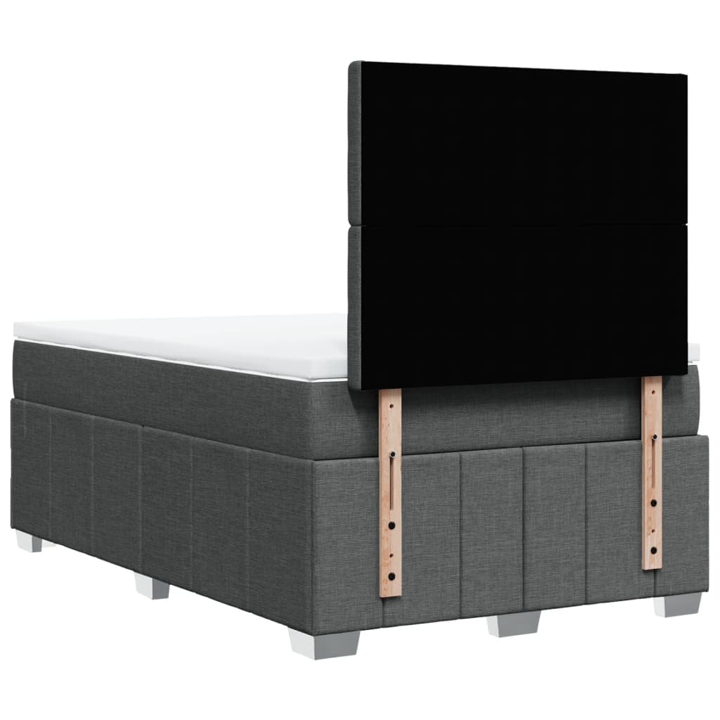 Cama Box Spring Con Colchón Tela Gris Oscuro 120x190 Cm / Vetonek_1