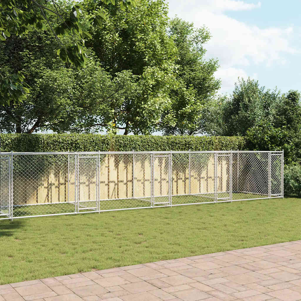 Jaula De Perros Con Puertas Acero Galvanizado Gris 12x2x1,5 M_2