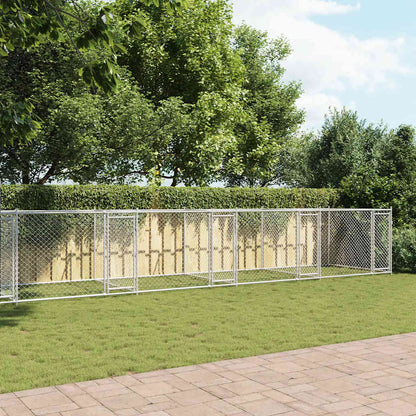 Jaula De Perros Con Puertas Acero Galvanizado Gris 12x2x1,5 M_2