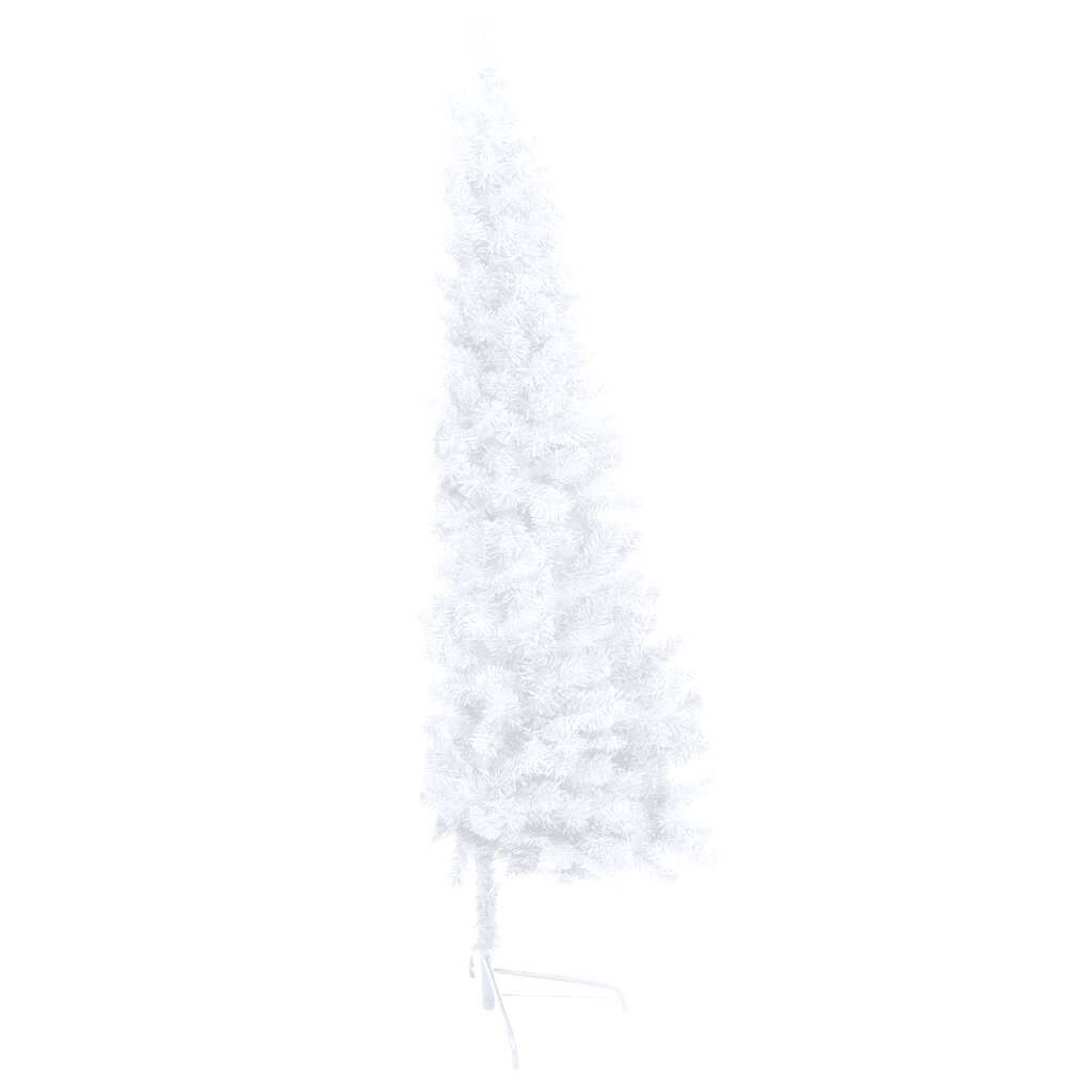 Vidaxl Medio Árbol De Navidad Con Luces Y Bolas Blanco 150 Cm_3