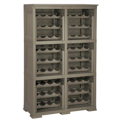 6 Estantería De Almacenamiento Modular Con Estante Para 72 Botellas Wengué_0