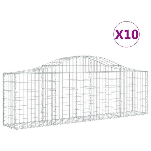 Cestas De Gaviones 10 Uds Forma De Arco Hierro 200x30x60/80 Cm_0