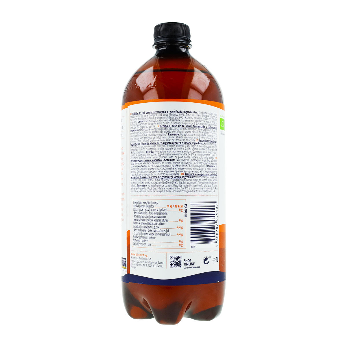 Bebida de Kombucha Biológica de Gengibre e Limão Captain Kombucha 1 L