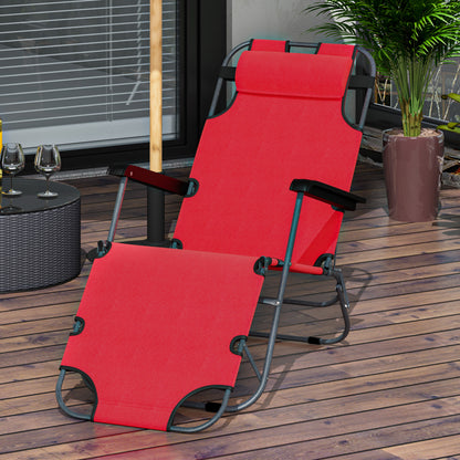 Outsunny Tumbona Reclinable Y Plegable Con Respaldo Ajustable 135x60x89 Cm Rojo_1
