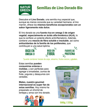 Linho Dourado Orgânico, Naturgreen, 500 gr