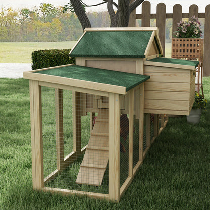 Pawhut Gallinero Grande De Madera 204x85x93 Cm Con Nido Rampa Natural_4
