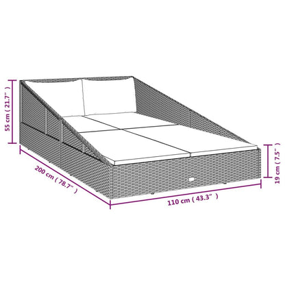 Vidaxl Tumbona Cama De Jardín Ratán Sintético Gris 110x200 Cm_2