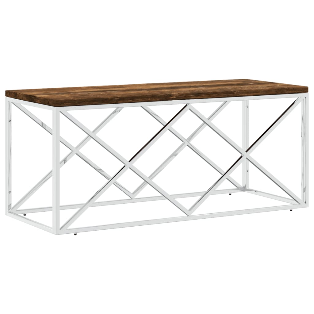 Mesa De Centro Acero Inoxidable Y Madera Maciza Reciclada_0