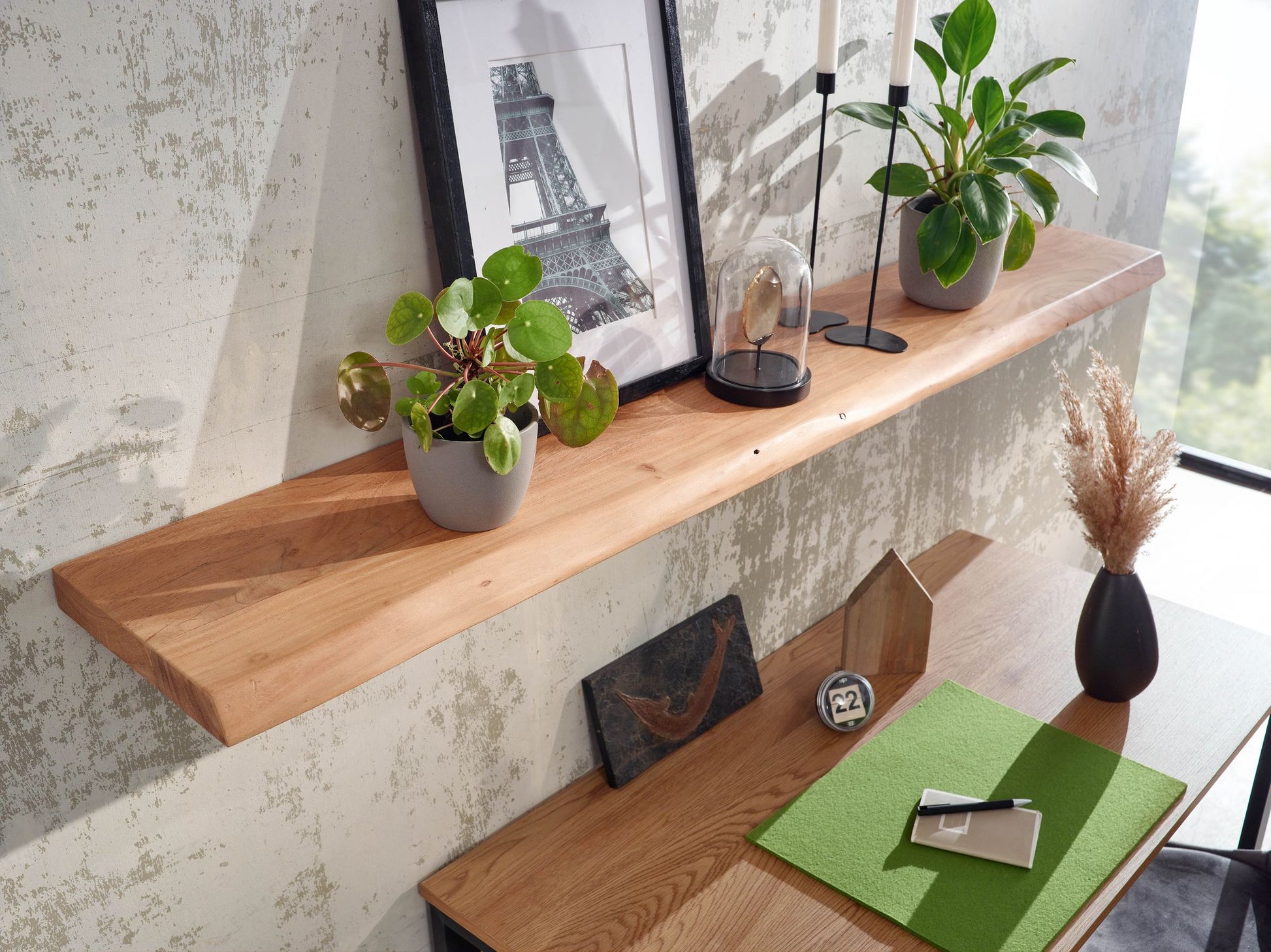 Estantería De Pared 140 Cm En Madera Maciza De Acacia_4